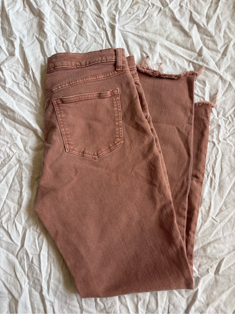 GAP Rust Brown Cropped Frayed-Hem Jeans